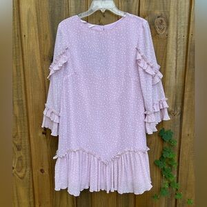 Here Comes the Sun Three-Quarter Sleeve Accordion Pleat Speckle Print Dress